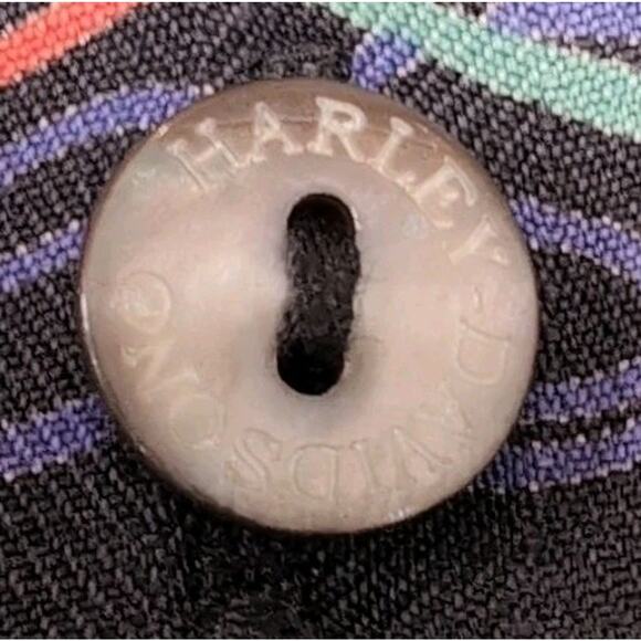 HARLEY DAVIDSON X TORI RICHARD Silk Shirt Womens L Black Print Button Shirt Top - Picture 6 of 11